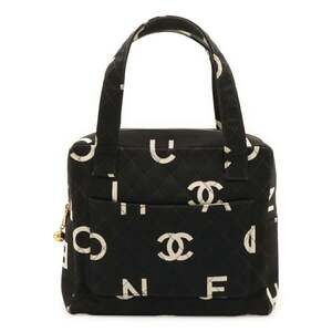 CHANEL Black Canvas Logo Tote Bag